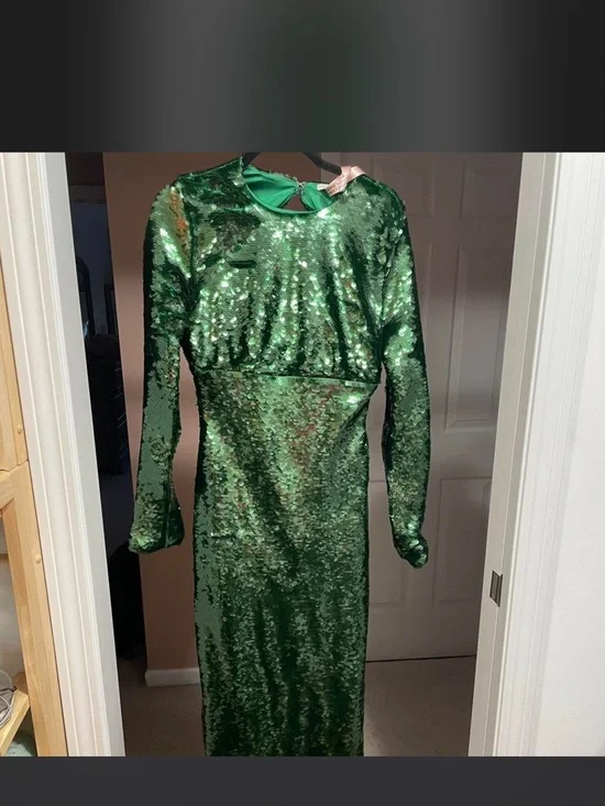 House of CB Emerald Green Sequin Maxi Dress - Picture 3 of 4